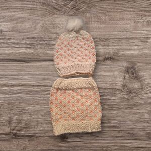 Handmade Knit Winter Hat with Pom Pom
